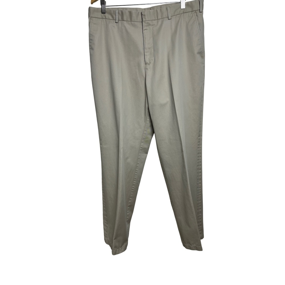 Duluth Trading Co Chinos Men 38x34 Khaki Flat Front Cotton Twill Work Casual D03